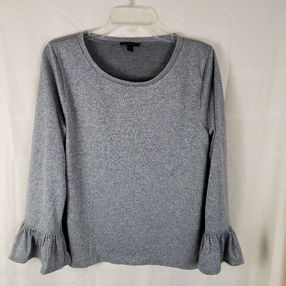 J Crew metallic bell sleeve top